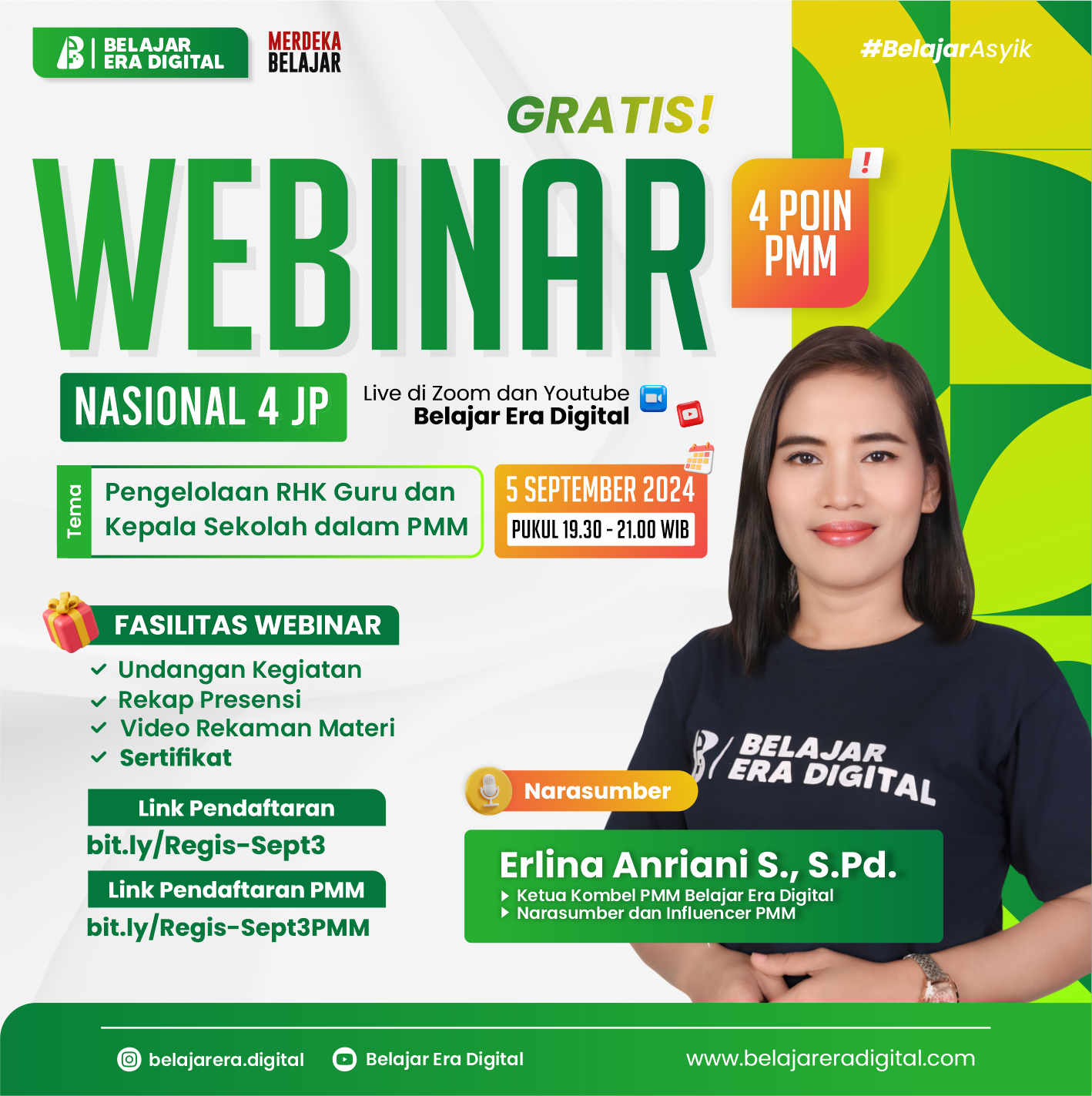 Webinar 4JP (4 Poin PMM) :  Pengelolaan RHK Guru dan Kepala Sekolah dalam PMM (5 September 2024)